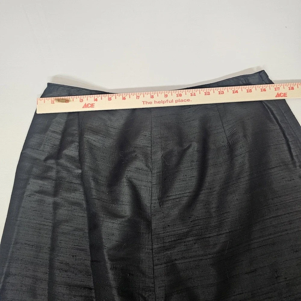 Womens‎ Large Black 100% Silk Midi Skirt Side Zip Vtg Made In USA EUC A-line